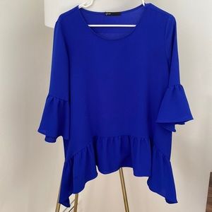Blue Ruffle Blouse